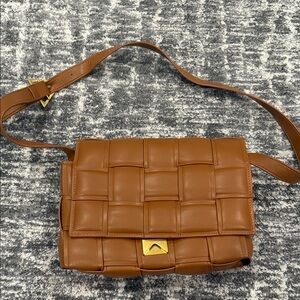 Brown Woven Leather Crossbody Bag